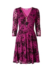 Joe Browns Purple Floral Lace Print Skater Dress - Image 5 of 5