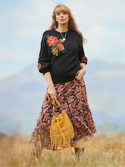 Joe Browns Black Floral Embroidered Jumper - Image 5 of 7