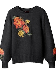 Joe Browns Black Floral Embroidered Jumper - Image 7 of 7