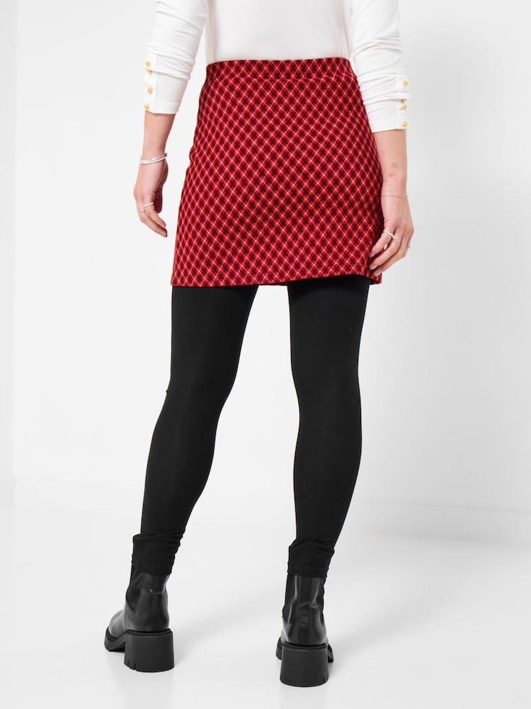 Joe Browns Red Comfortable Check Skirted Leggings - Image 2 of 5