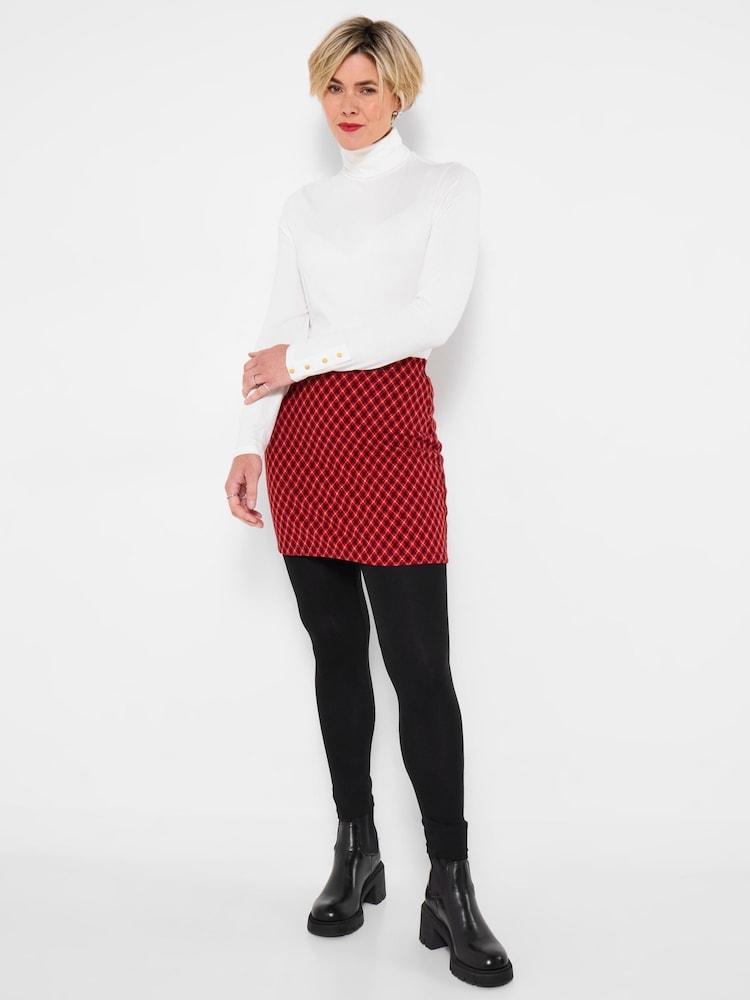 Joe Browns Red Comfortable Check Skirted Leggings - Image 5 of 5 Joe Browns Red Comfortable Check Skirted Leggings - Image 5 of 5