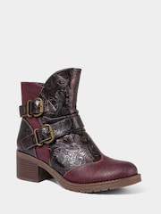 Joe Browns Purple Metalic Swirl Pattern Ankle Boots - Image 4 of 7
