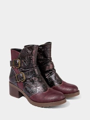 Joe Browns Purple Metalic Swirl Pattern Ankle Boots - Image 5 of 7