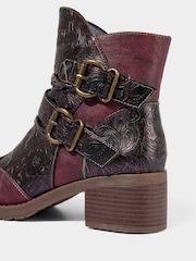 Joe Browns Purple Metalic Swirl Pattern Ankle Boots - Image 7 of 7