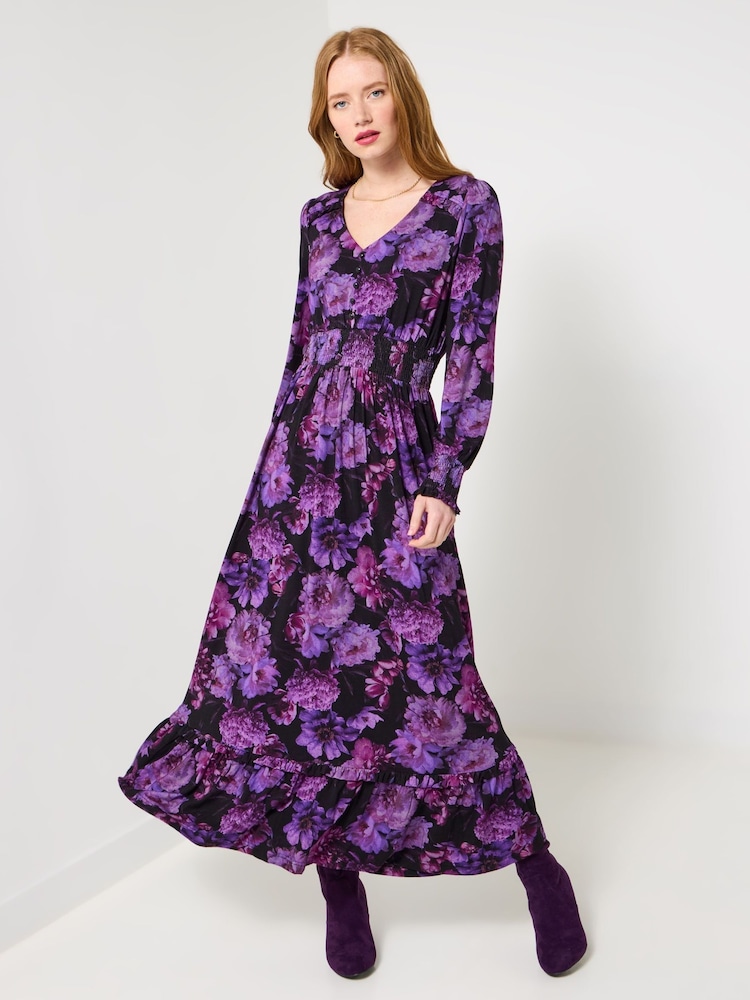 Joe Browns Purple Floral Print Jersey Maxi Dress - Image 2 of 7 Joe Browns Purple Floral Print Jersey Maxi Dress - Image 2 of 7