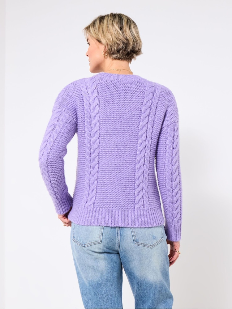 Joe Browns Purple Lilac Cable Detail Jumper - Image 2 of 5 Joe Browns Purple Lilac Cable Detail Jumper - Image 2 of 5