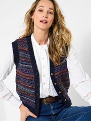 Joe Browns Blue Knitted Cardi Vest - Image 2 of 7