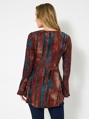 Joe Browns Brown Contrast Lace Zip Front Top - Image 4 of 6
