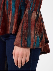 Joe Browns Brown Contrast Lace Zip Front Top - Image 5 of 6