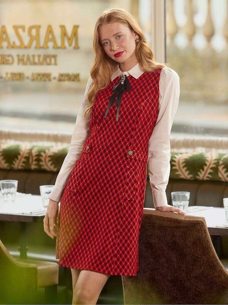 Joe Browns Red Mini Length Pinafore Dress - Image 2 of 7 Joe Browns Red Mini Length Pinafore Dress - Image 2 of 7