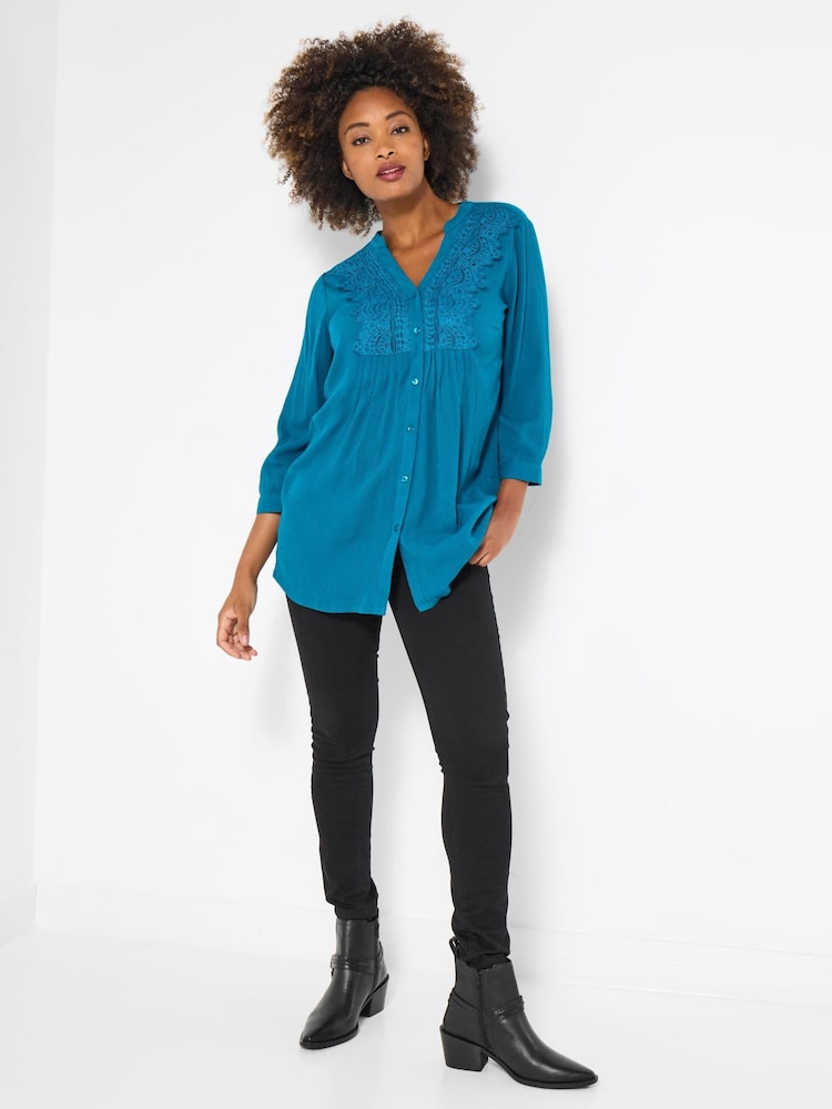 Joe Browns Green Crinkle Lace Blouse - Image 1 of 5 Joe Browns Green Crinkle Lace Blouse - Image 1 of 5