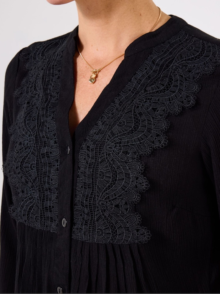 Joe Browns Black Crinkle Lace Blouse - Image 2 of 5 Joe Browns Black Crinkle Lace Blouse - Image 2 of 5