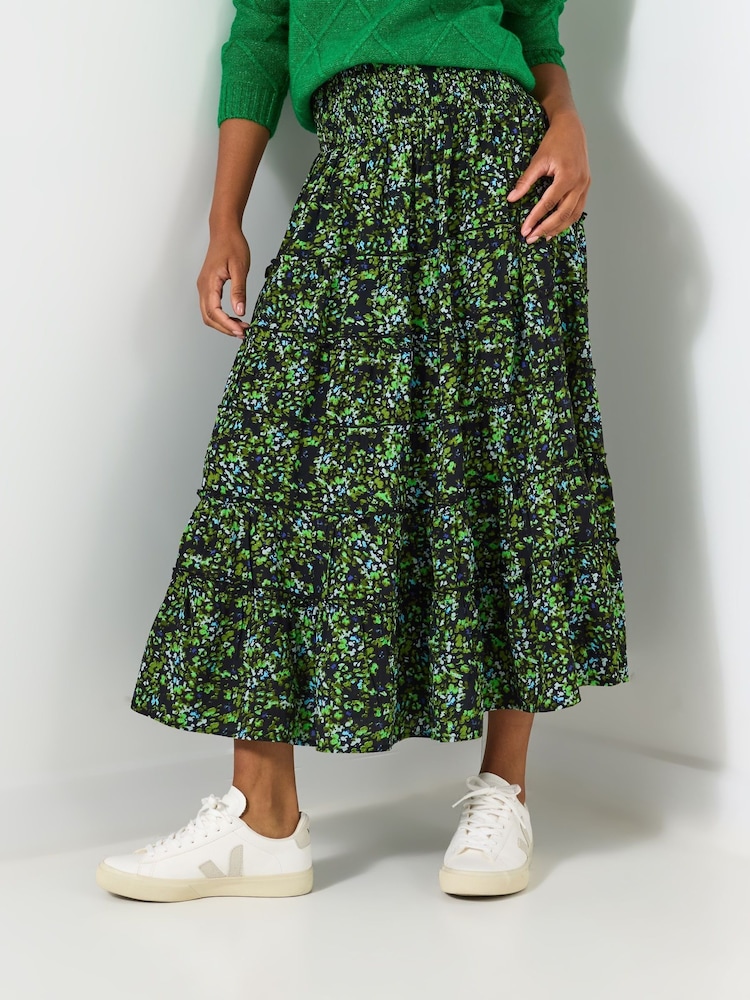Joe Browns Green Floral Tiered Maxi Skirt - Image 1 of 6