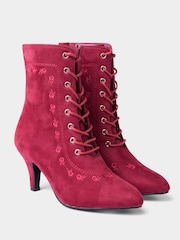 Joe Browns Red Flower Embroidered Ankle Boots - Image 3 of 4