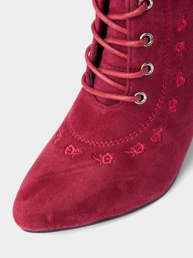 Joe Browns Red Flower Embroidered Ankle Boots - Image 4 of 4 Joe Browns Red Flower Embroidered Ankle Boots - Image 4 of 4
