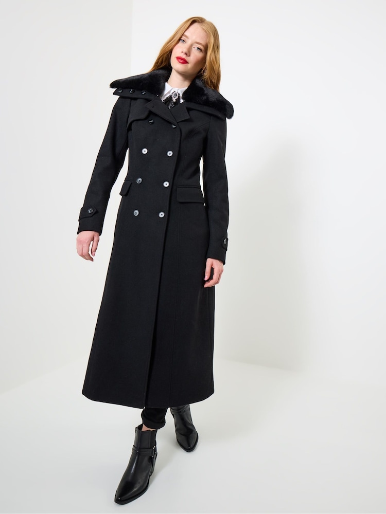 Joe Browns Black Long Coat with Detachable Collar - Image 2 of 8 Joe Browns Black Long Coat with Detachable Collar - Image 2 of 8