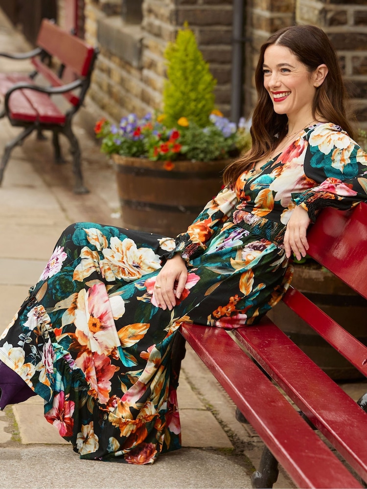 Joe Browns Black Floral Jersey Maxi Dress - Image 2 of 7 Joe Browns Black Floral Jersey Maxi Dress - Image 2 of 7