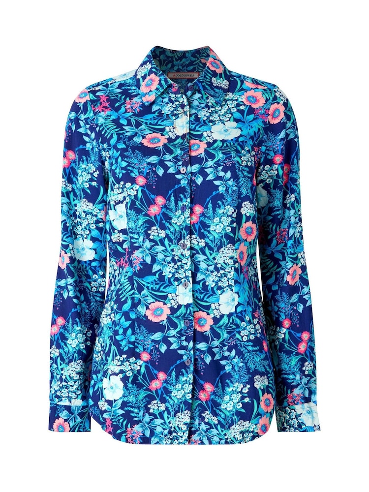 Joe Browns Blue Floral Collared Crinkle Top - Image 5 of 5 Joe Browns Blue Floral Collared Crinkle Top - Image 5 of 5