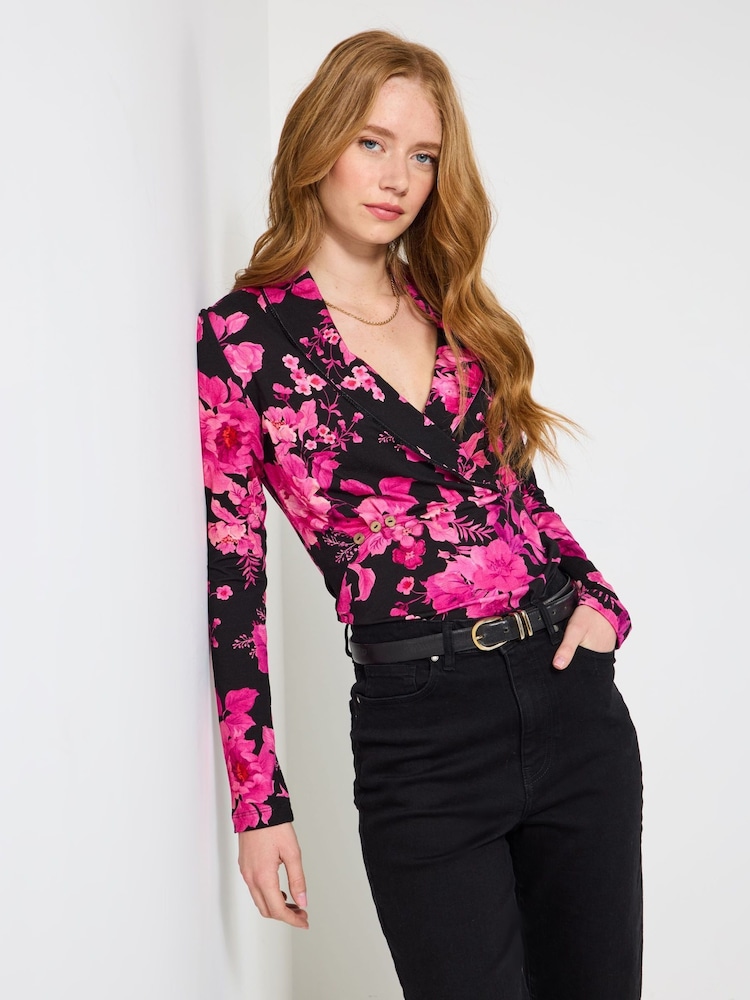 Joe Browns Pink Floral Shawl Collar Jersey Top - Image 1 of 6 Joe Browns Pink Floral Shawl Collar Jersey Top - Image 1 of 6