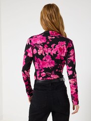 Joe Browns Pink Floral Shawl Collar Jersey Top - Image 3 of 6