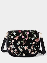 Joe Browns Green Magentic Button Clasp Velvet Cross-Body Bag - Image 1 of 6