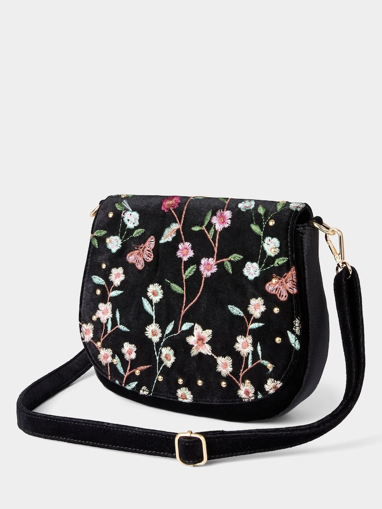 Joe Browns Green Magentic Button Clasp Velvet Cross-Body Bag - Image 2 of 6 Joe Browns Green Magentic Button Clasp Velvet Cross-Body Bag - Image 2 of 6