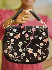 Joe Browns Green Magentic Button Clasp Velvet Cross-Body Bag - Image 5 of 6