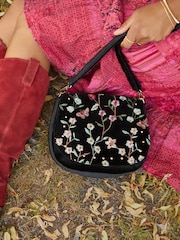 Joe Browns Green Magentic Button Clasp Velvet Cross-Body Bag - Image 6 of 6