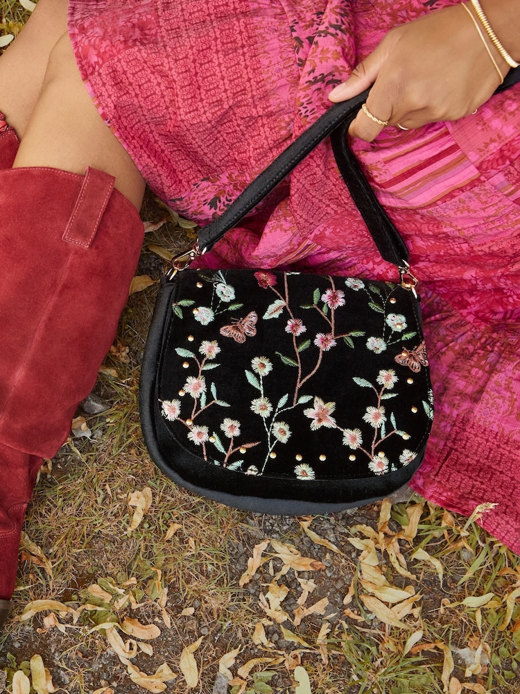 Joe Browns Green Magentic Button Clasp Velvet Cross-Body Bag - Image 6 of 6 Joe Browns Green Magentic Button Clasp Velvet Cross-Body Bag - Image 6 of 6