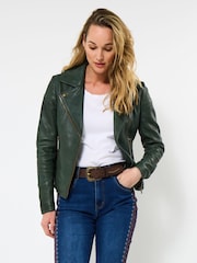 Joe Browns Green Collared Biker Jacket - Image 2 of 5