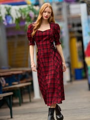 Joe Browns Red Check Lace-Up Dress - Image 1 of 7