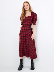 Joe Browns Red Check Lace-Up Dress - Image 3 of 7