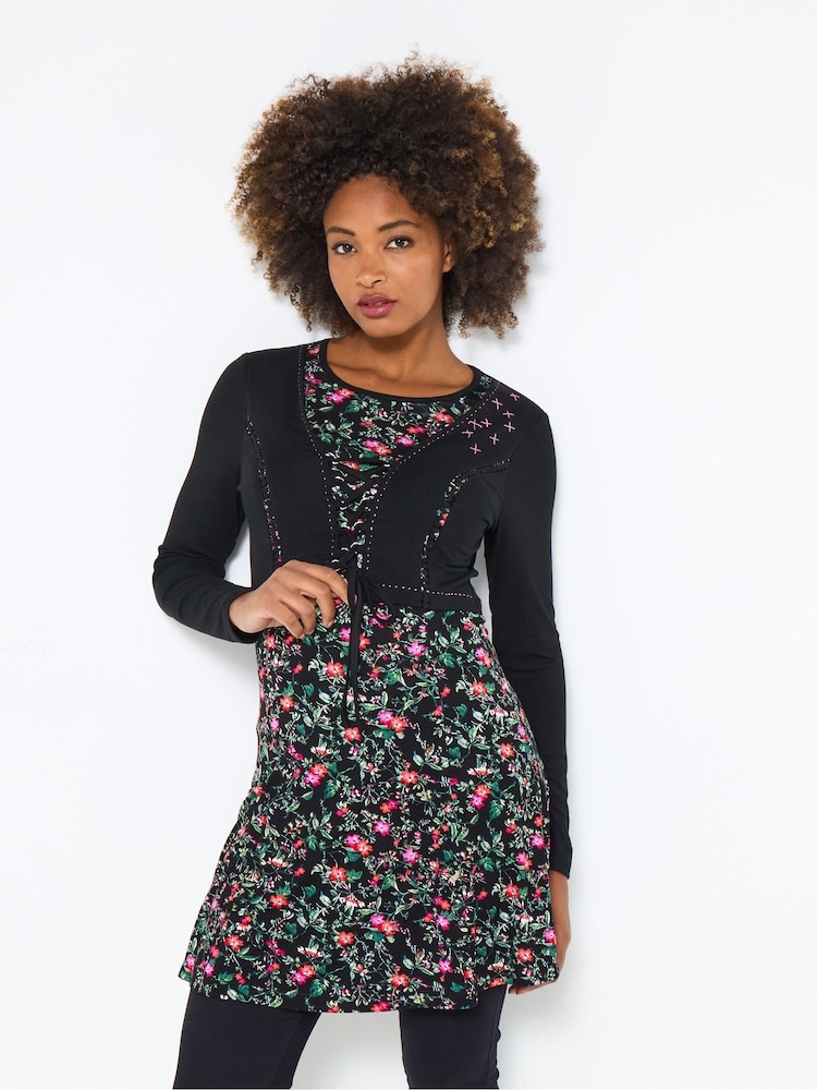 Joe Browns Black Mock Cardigan Tunic Top - Image 1 of 5 Joe Browns Black Mock Cardigan Tunic Top - Image 1 of 5