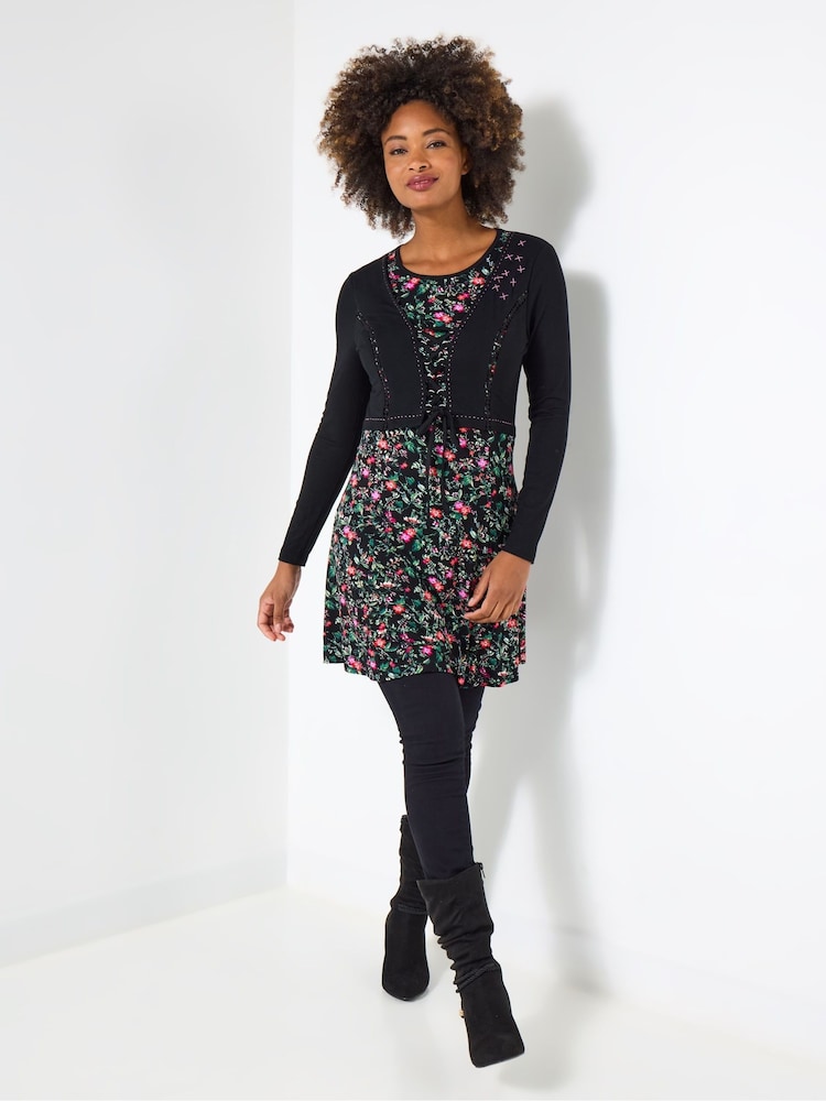 Joe Browns Black Mock Cardigan Tunic Top - Image 2 of 5 Joe Browns Black Mock Cardigan Tunic Top - Image 2 of 5