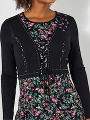 Joe Browns Black Mock Cardigan Tunic Top - Image 4 of 5