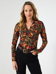 Joe Browns Orange Floral Twist Front Blouse - Image 1 of 5