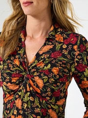 Joe Browns Orange Floral Twist Front Blouse - Image 2 of 5