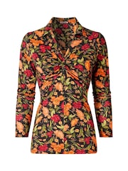 Joe Browns Orange Floral Twist Front Blouse - Image 5 of 5