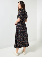 Joe Browns Black Floral Print Tea Dress - Image 4 of 7