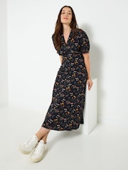 Joe Browns Black Floral Print Tea Dress - Image 5 of 7