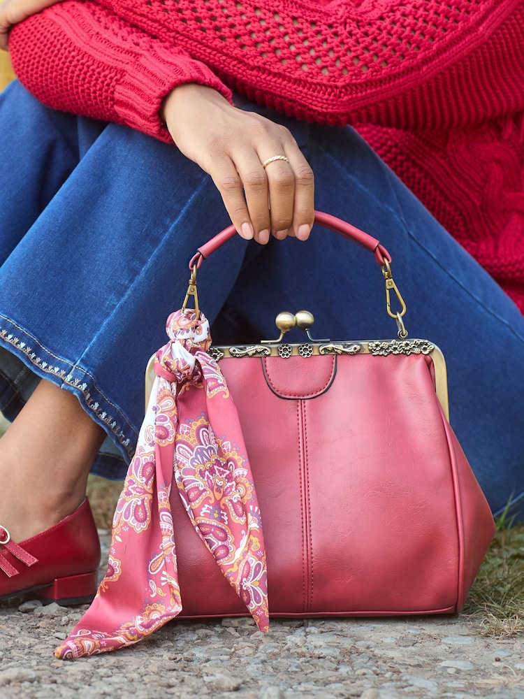 Joe Browns Pink Detachable Long Body Strap And Scarf Bag - Image 1 of 6 Joe Browns Pink Detachable Long Body Strap And Scarf Bag - Image 1 of 6