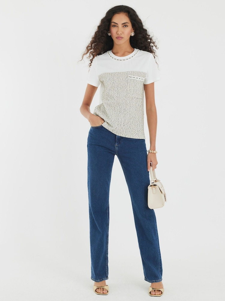 River Island White Boucle T-Shirt - Image 4 of 4