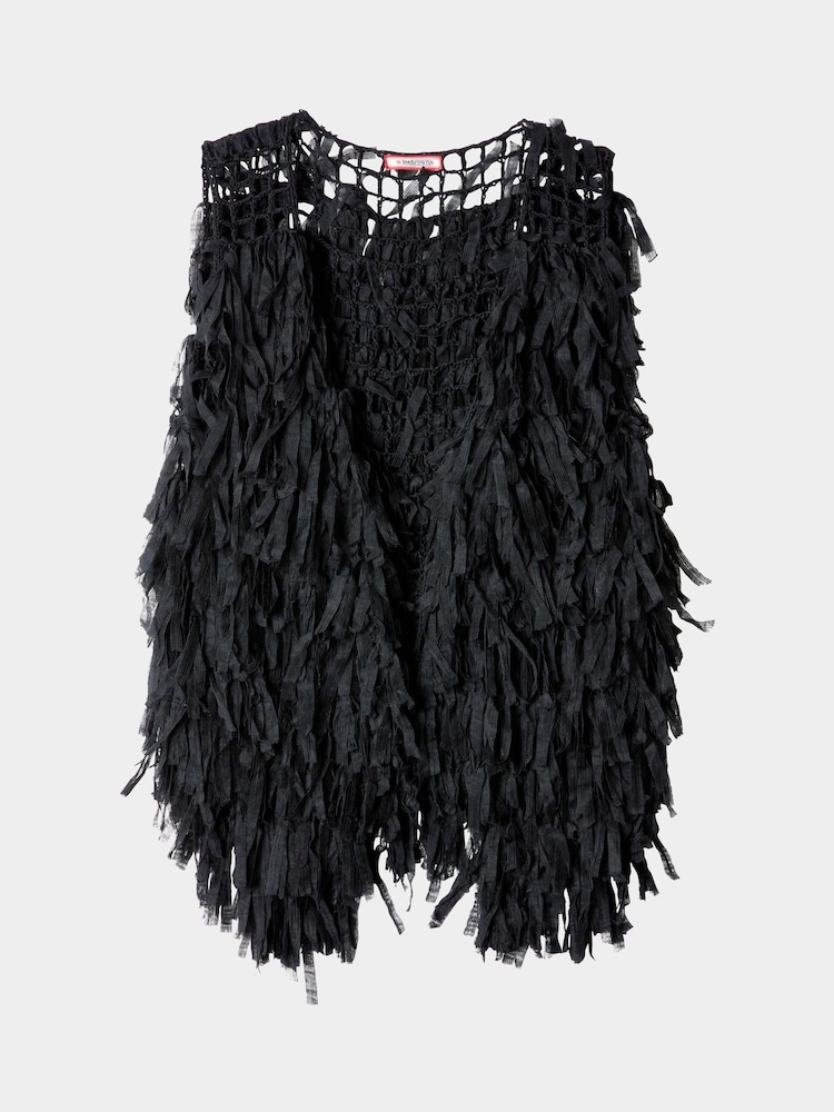 Joe Browns Black Lightweight Boho Ribbon Gilet - Image 2 of 3