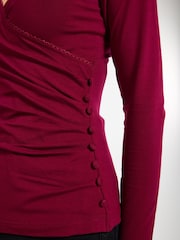 Joe Browns Red Mock Wrap Button Detail Top - Image 2 of 5
