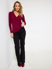 Joe Browns Red Mock Wrap Button Detail Top - Image 3 of 5