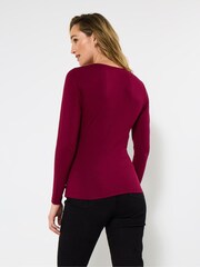 Joe Browns Red Mock Wrap Button Detail Top - Image 4 of 5