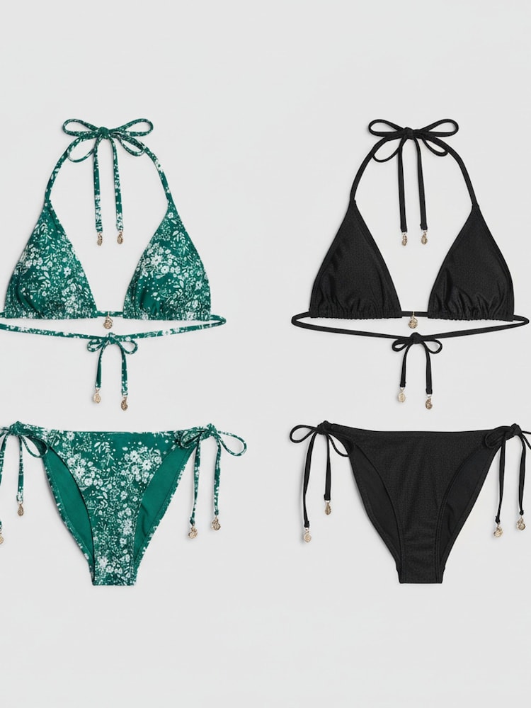 River Island Black/Green. 2 Pack Bikini Set - Image 1 of 7