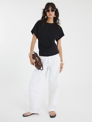 River Island Black Ruched Side Kimono Sleeve T-Shirt - Image 2 of 4