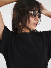 River Island Black Ruched Side Kimono Sleeve T-Shirt - Image 4 of 4
