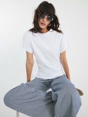 River Island White Ruched Side Kimono Sleeve T-Shirt - Image 1 of 4